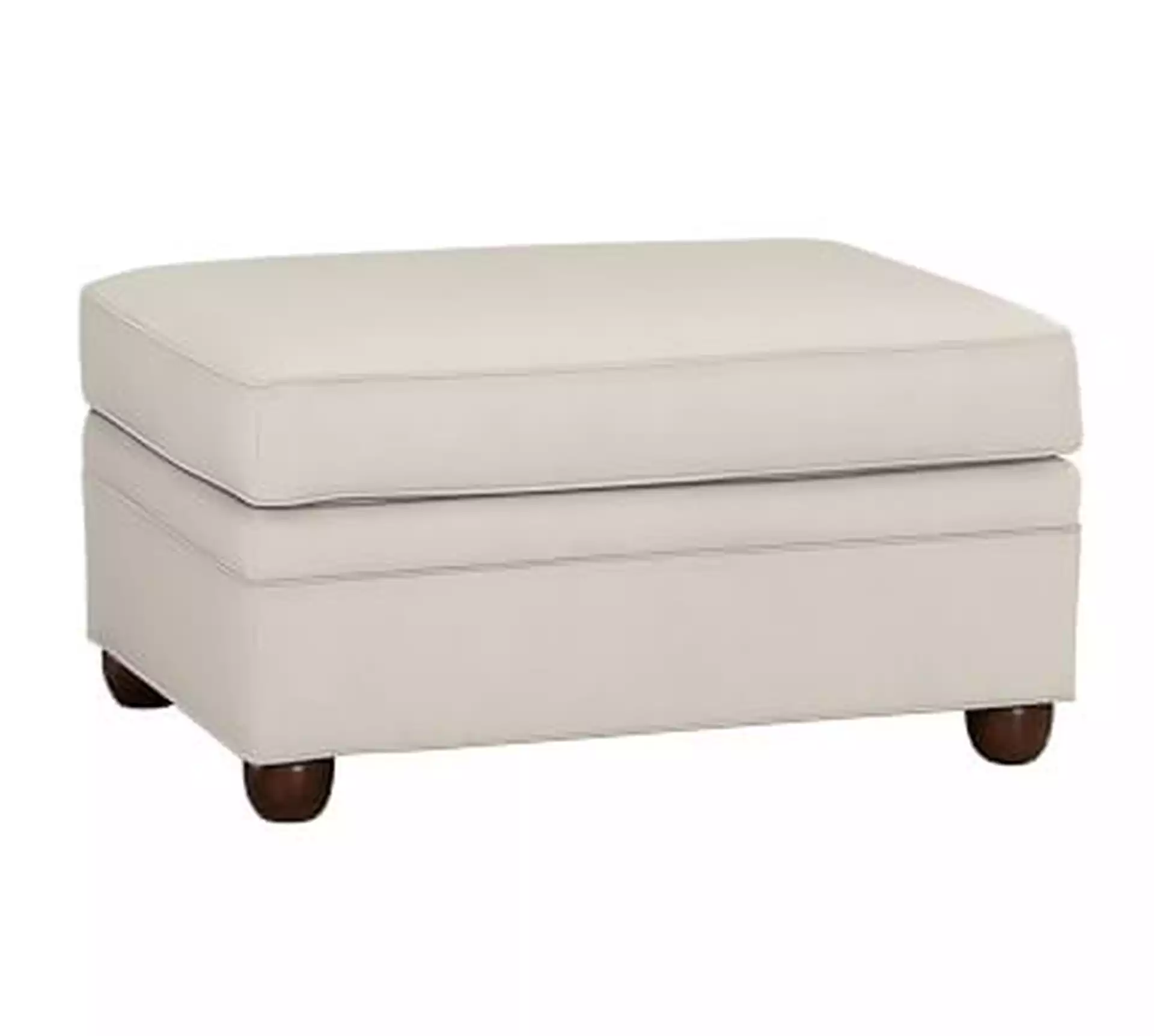 Chesterfield Roll Arm Upholstered Ottoman, Polyester Wrapped Cushions, Performance Heathered Basketweave Alabaster White