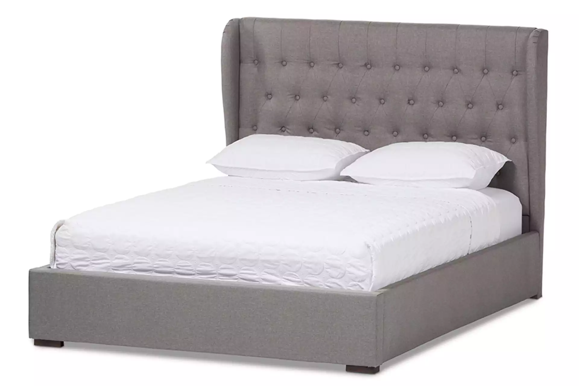 Taylor Modern and Contemporary Light Grey Fabric Queen Size Gas-Lift Platform Bed 
