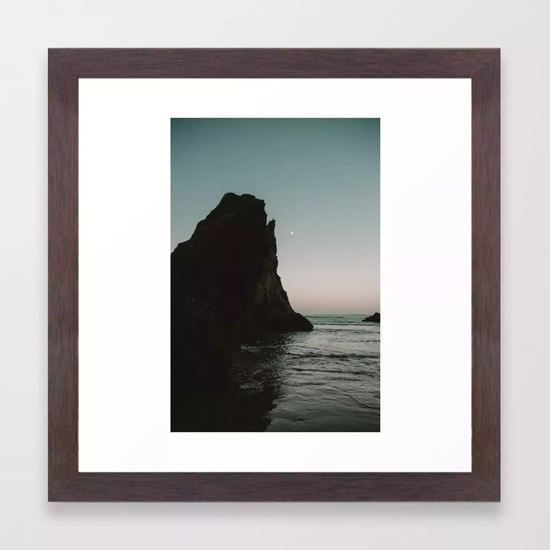 Oregon Coast Dark Ocean Framed Art Print by Leah Flores - Conservation Walnut - X-Small-12x12