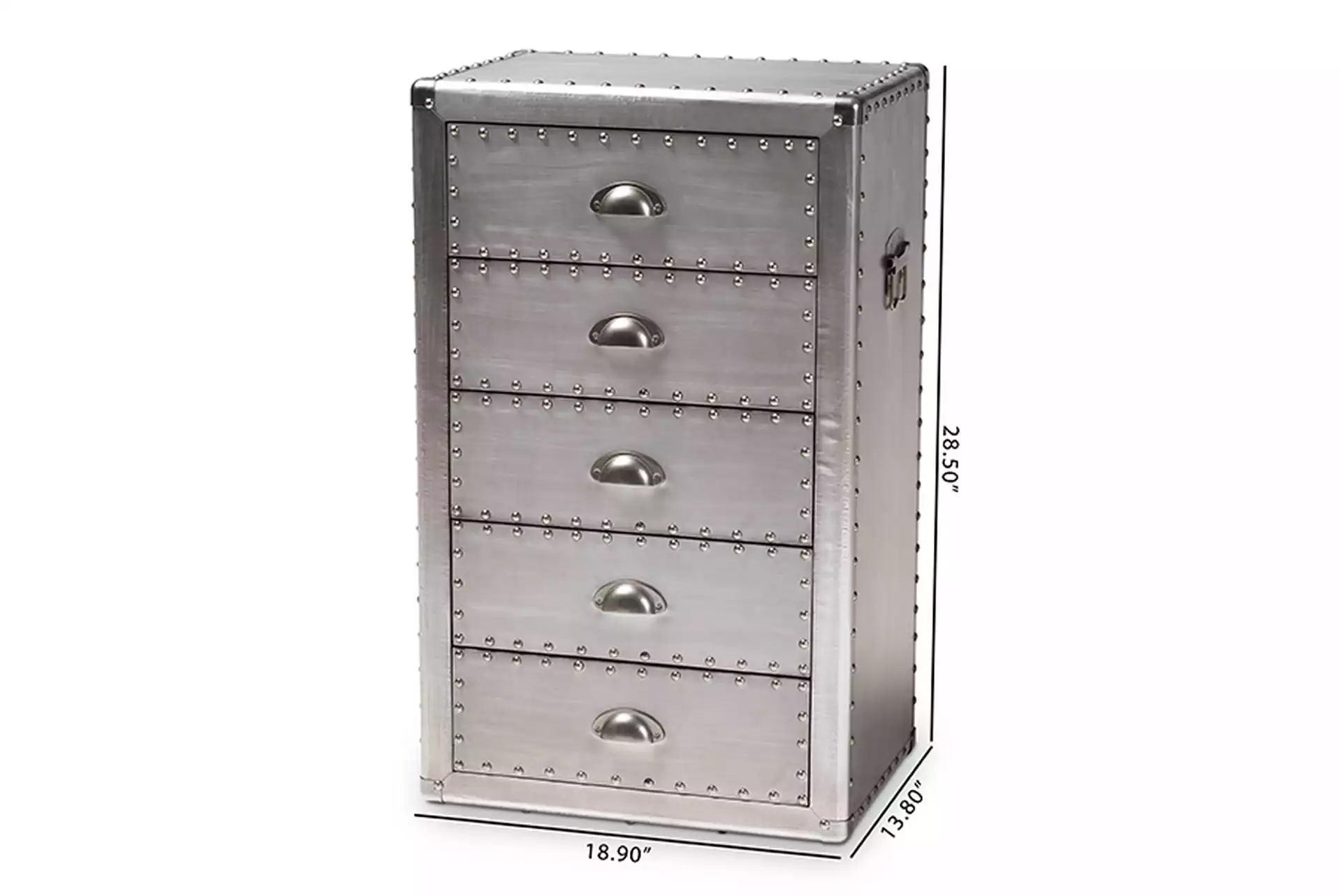 Baxton Studio Davet French Industrial Silver Metal 5-Drawer Accent Chest