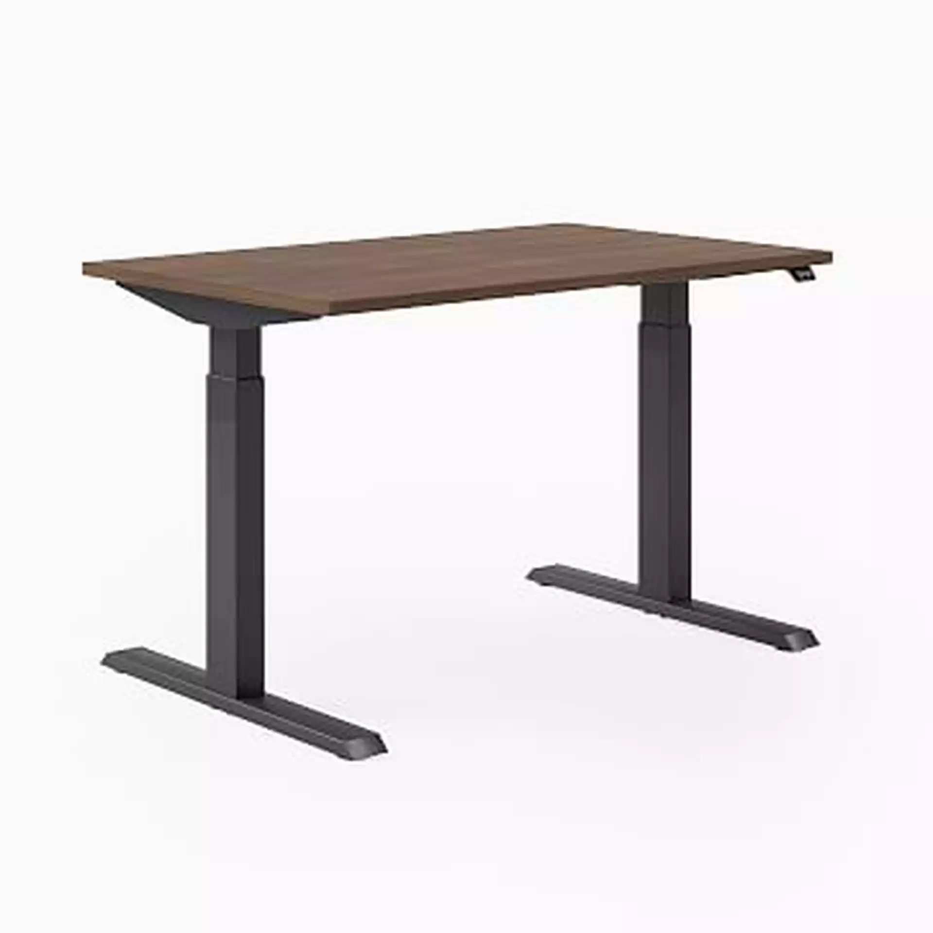 Steelcase Migration SE Height-Adjustable Desk, 23"x58", Virginia Walnut, Merle, Mitered Edge Foot
