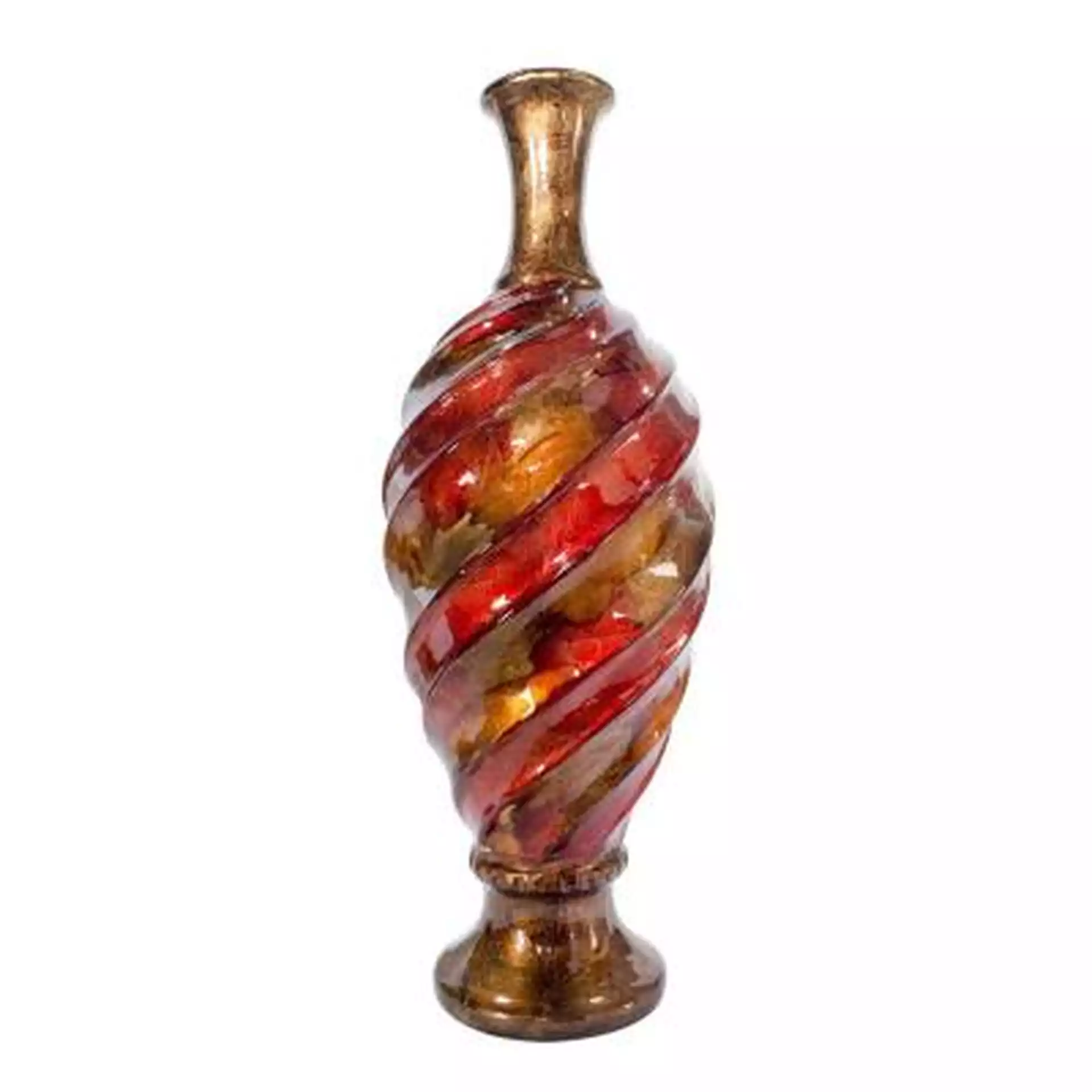 OCEANTAILER DBA HOMEROOT Shelly Copper, Red, Gold Ceramic Decorative Vase, Copper/Red/Gold