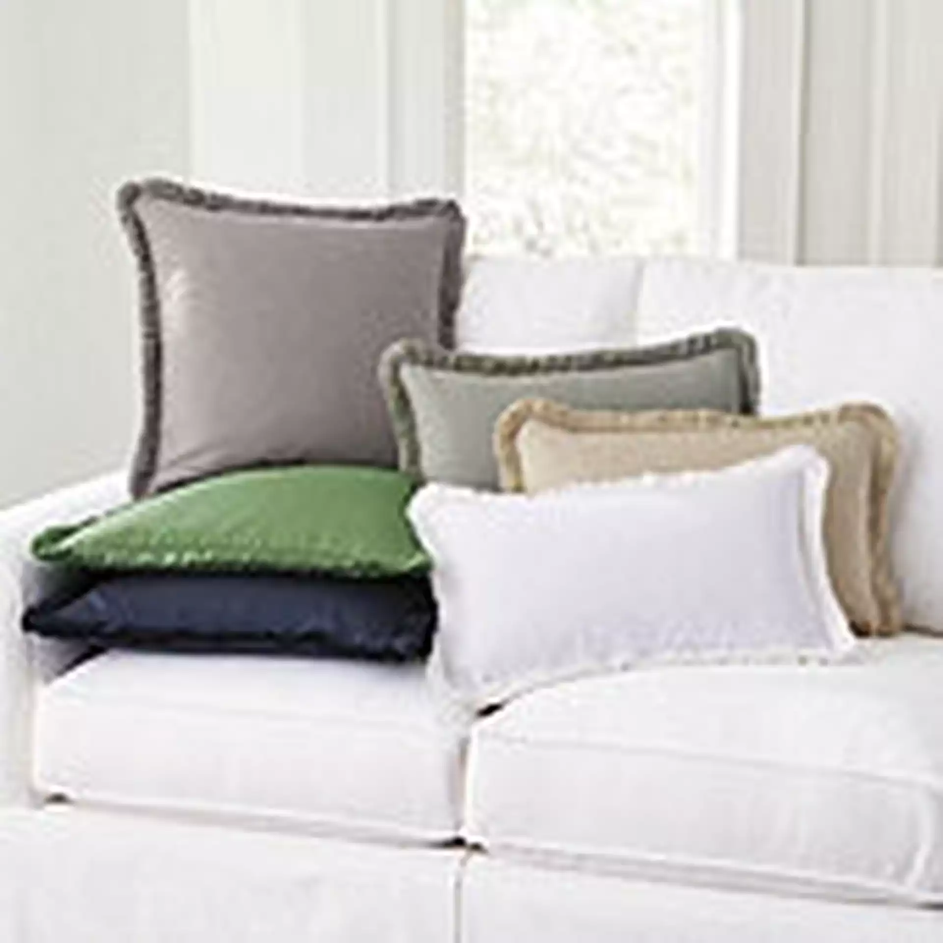 Everyday Linen Fringed Pillow White 20" x 20" - Ballard Designs