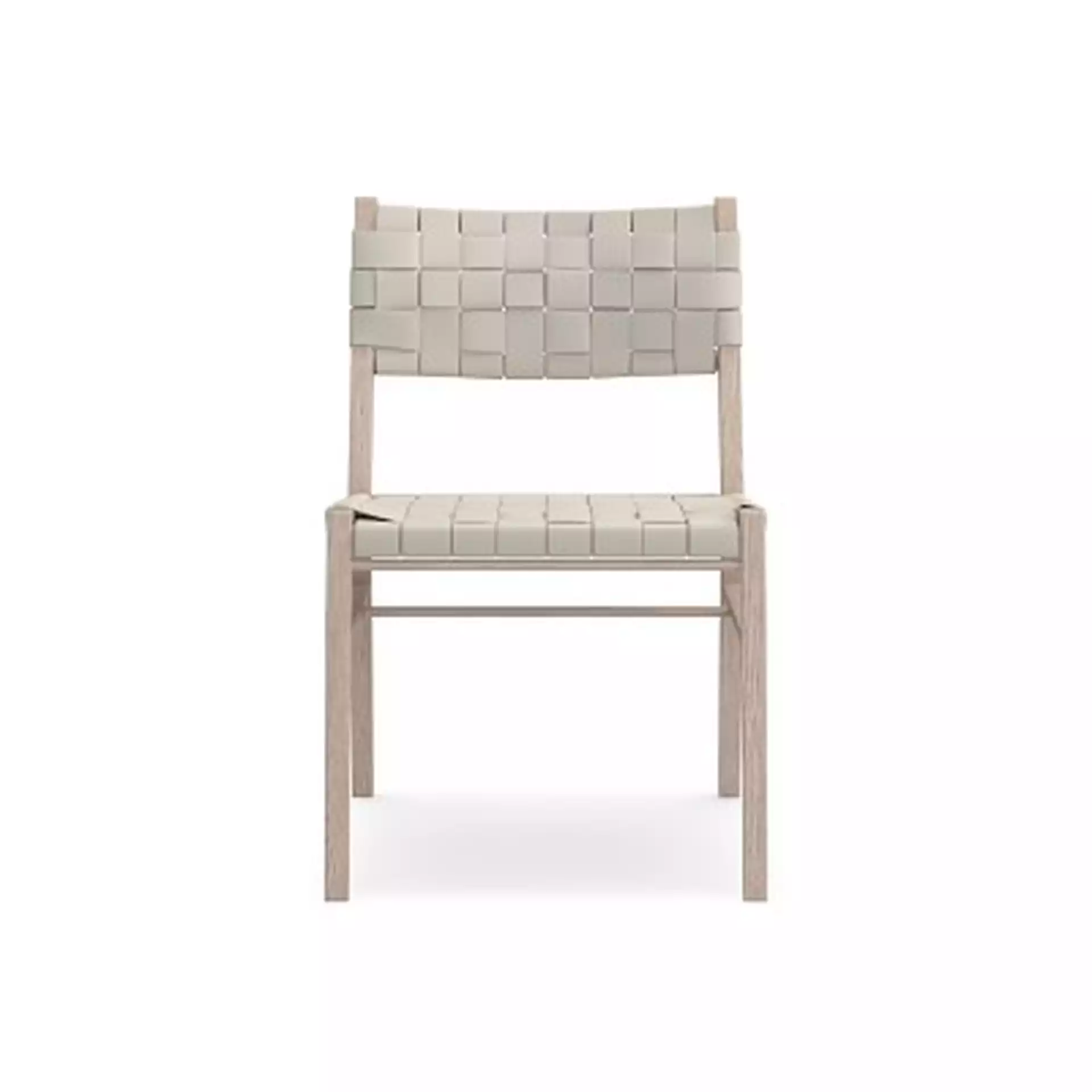 Stratton Dining Side Chair, Whitewash Leather, Ivory