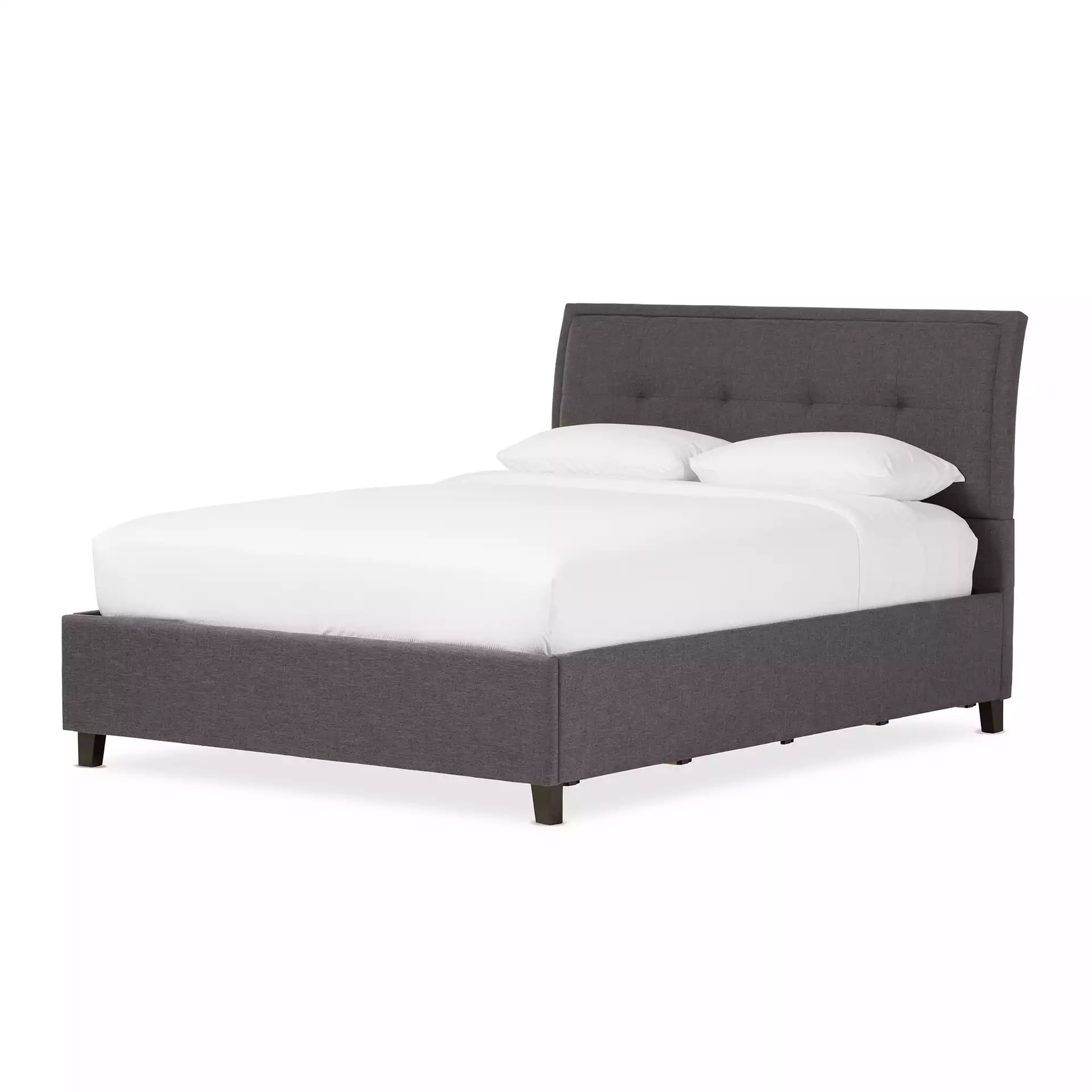 Lea Modern and Contemporary Dark Grey Fabric Queen Size Storage Platform Bed