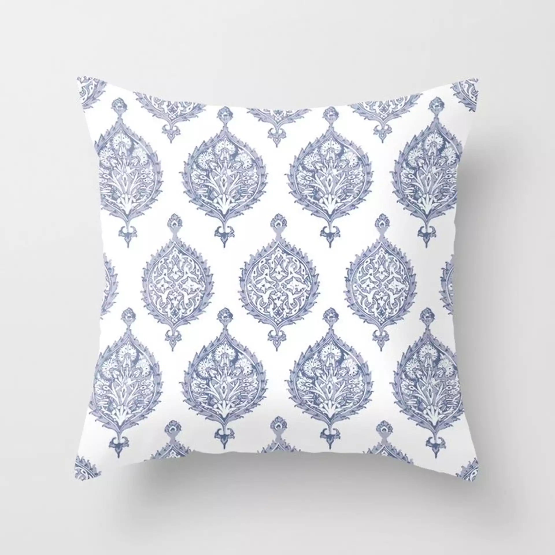Endana Medallion Print In Periwinkle Couch Throw Pillow by Becky Bailey - Cover (18" x 18") with pillow insert - Indoor Pillow