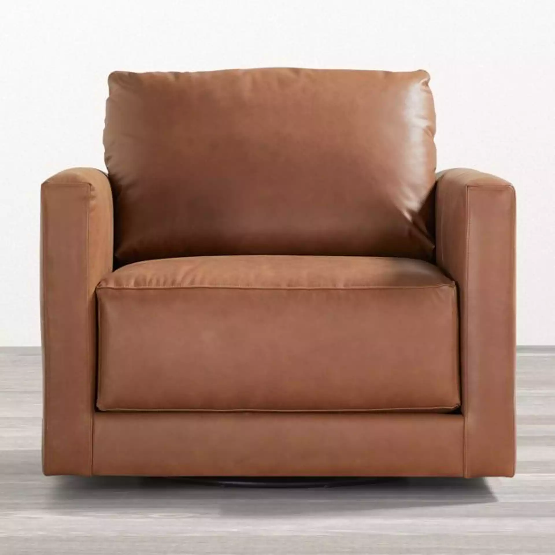 Gather Deep Leather Swivel Chair, Lynx Toffee
