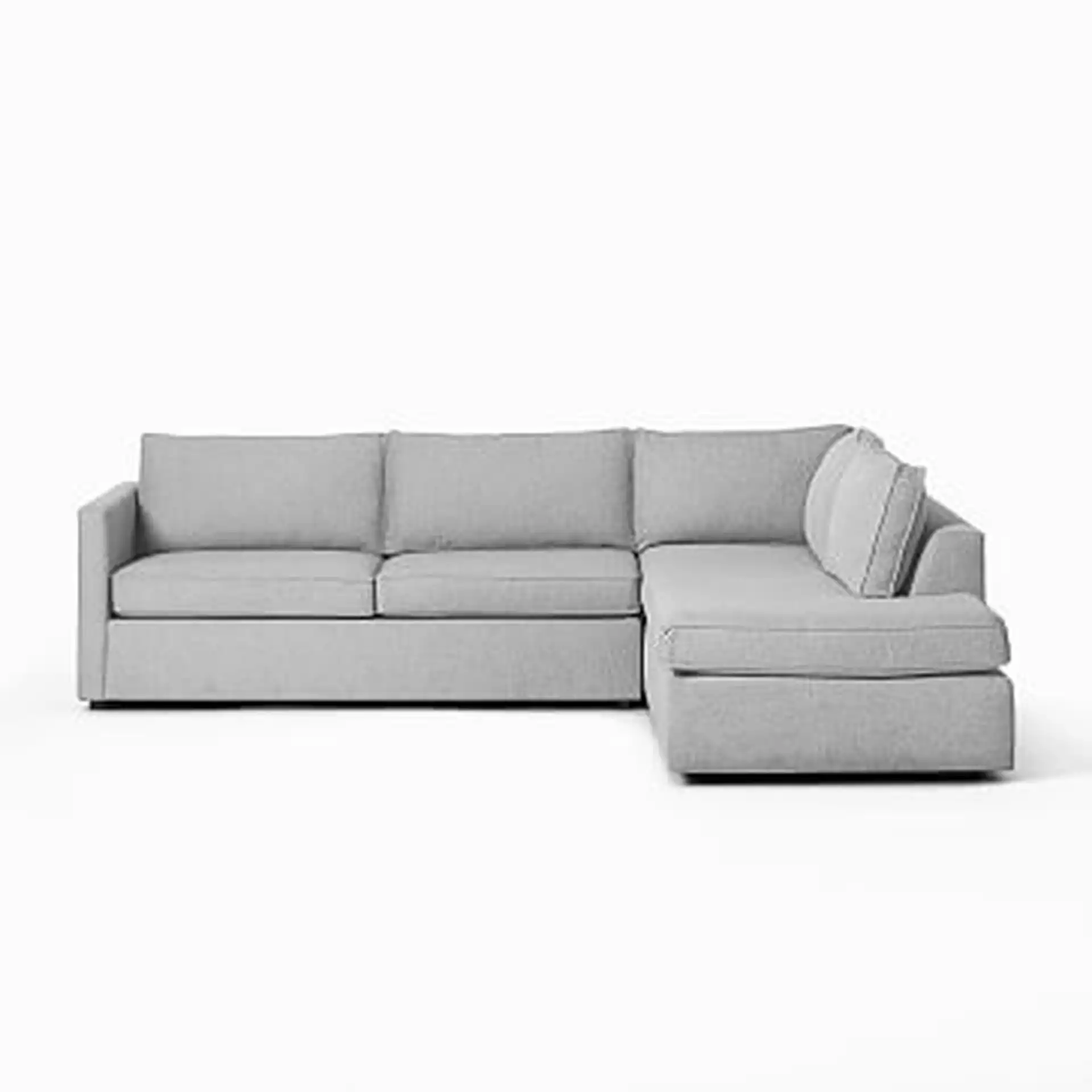 Harris Sectional Set 12: RA 75" Sofa, LA Terminal Chaise, Poly , Basket Slub, Pearl Gray, Concealed Supports