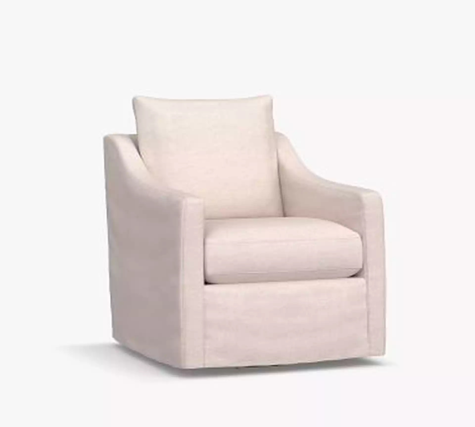 Ayden Slope Arm Slipcovered Swivel Glider, Polyester Wrapped Cushions, Park Weave Ivory