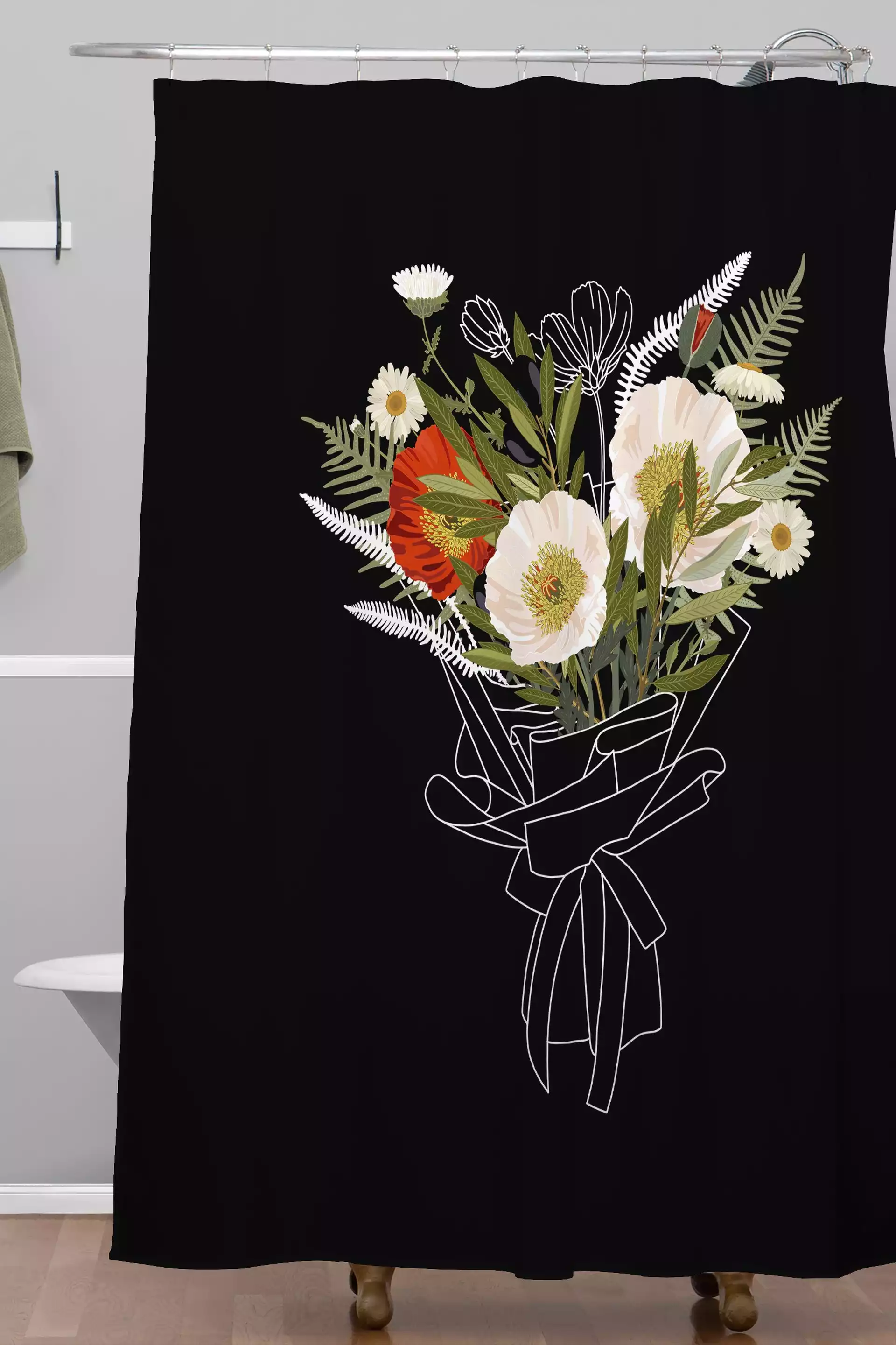 Iveta Abolina Cora Poppy Shower Curtain - Standard 71"x74"
