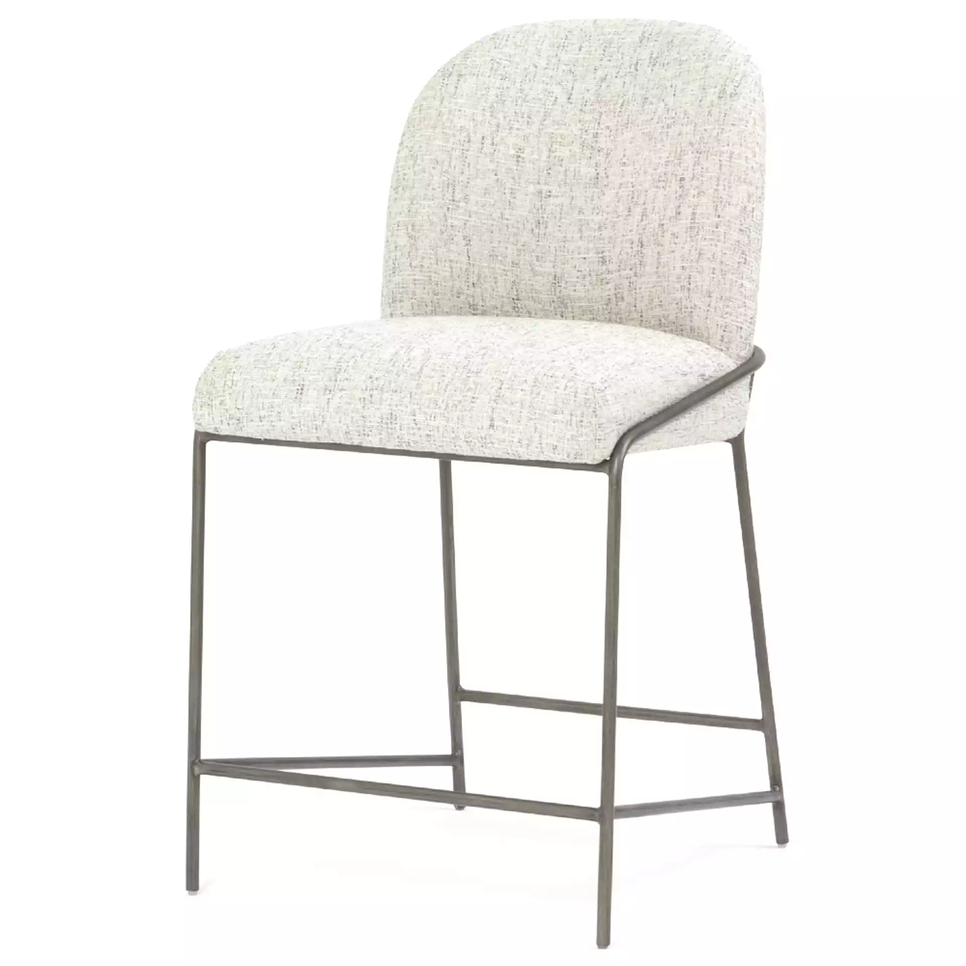 Astrid Modern Grey Performance Upholstered Iron Counter Stool