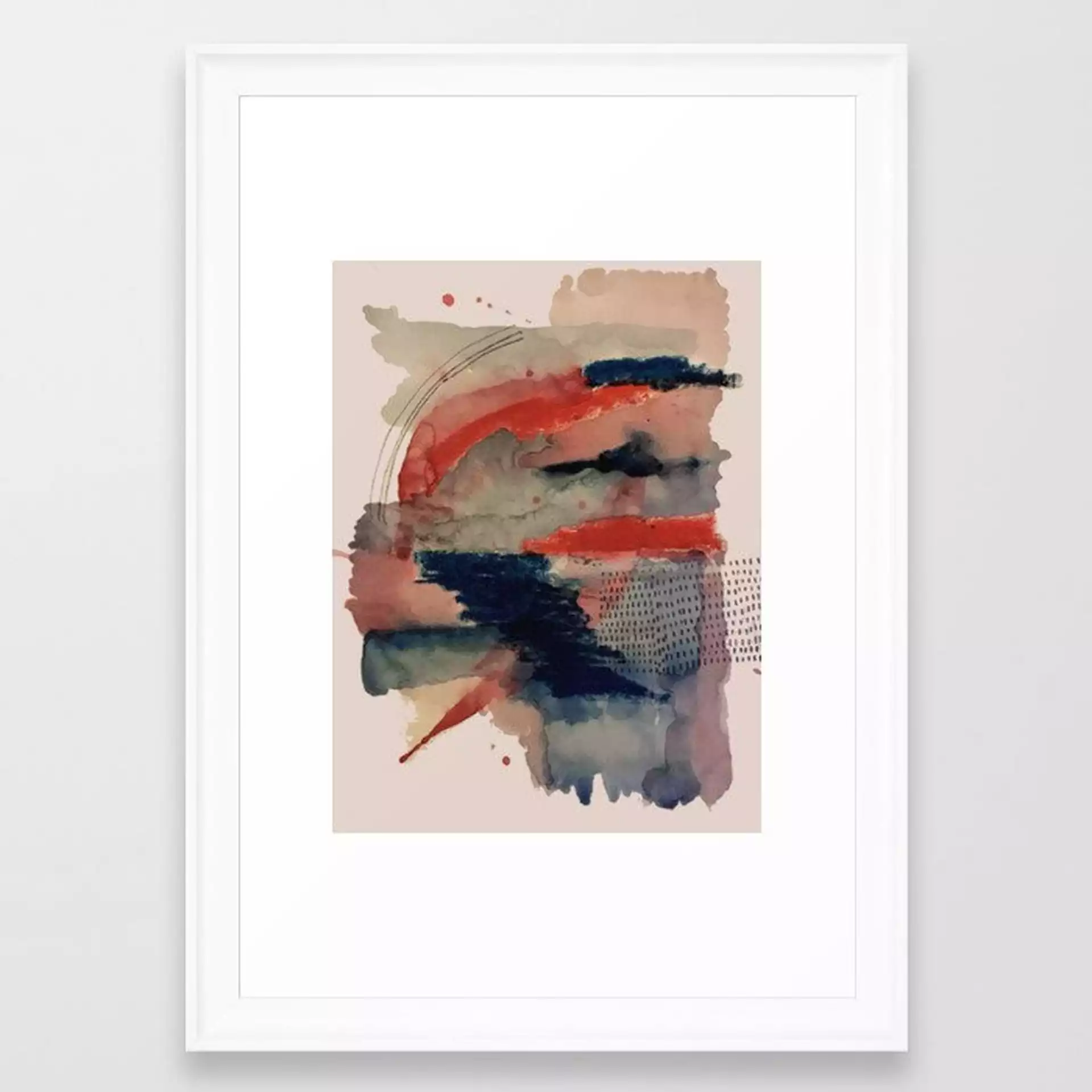 Independent: A Red And Blue Abstract Watercolor Framed Art Print by Alyssa Hamilton Art - Scoop White - SMALL-15x21
