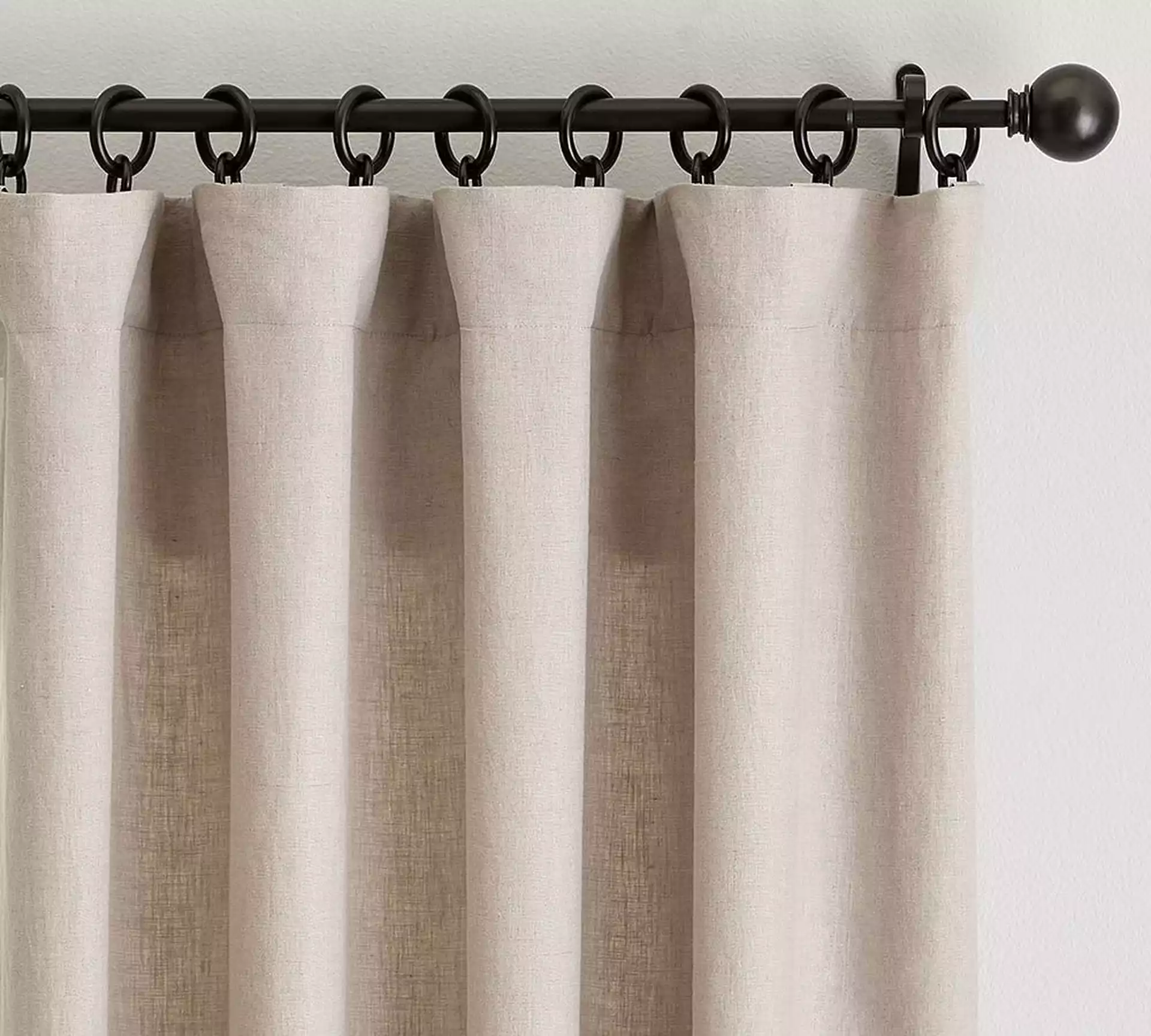 Custom Classic Belgian Flax Linen Rod Pocket Blackout Curtain, Dark Flax, 114 x 104"