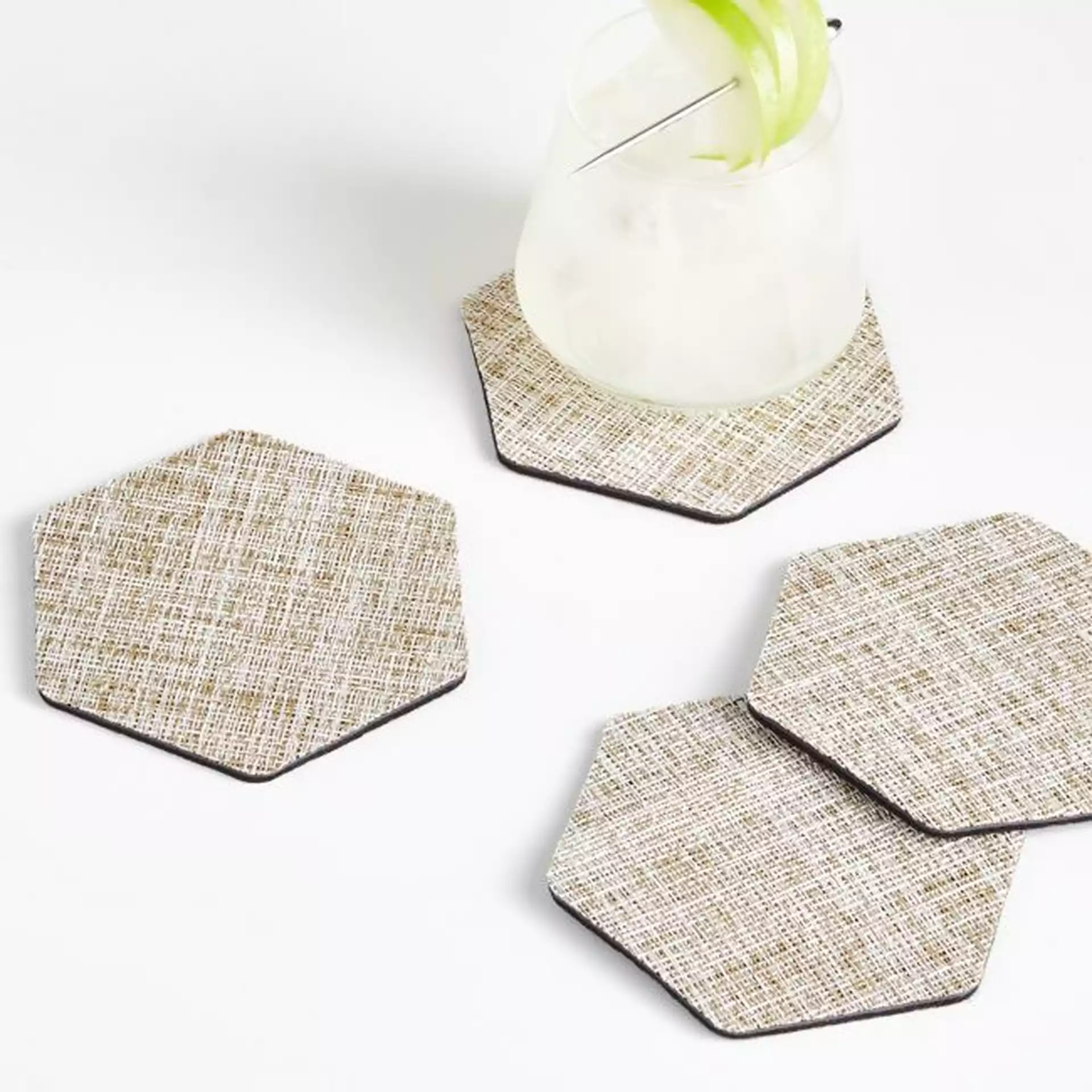 Chilewich Crepe Neutral Coasters, Set of 4