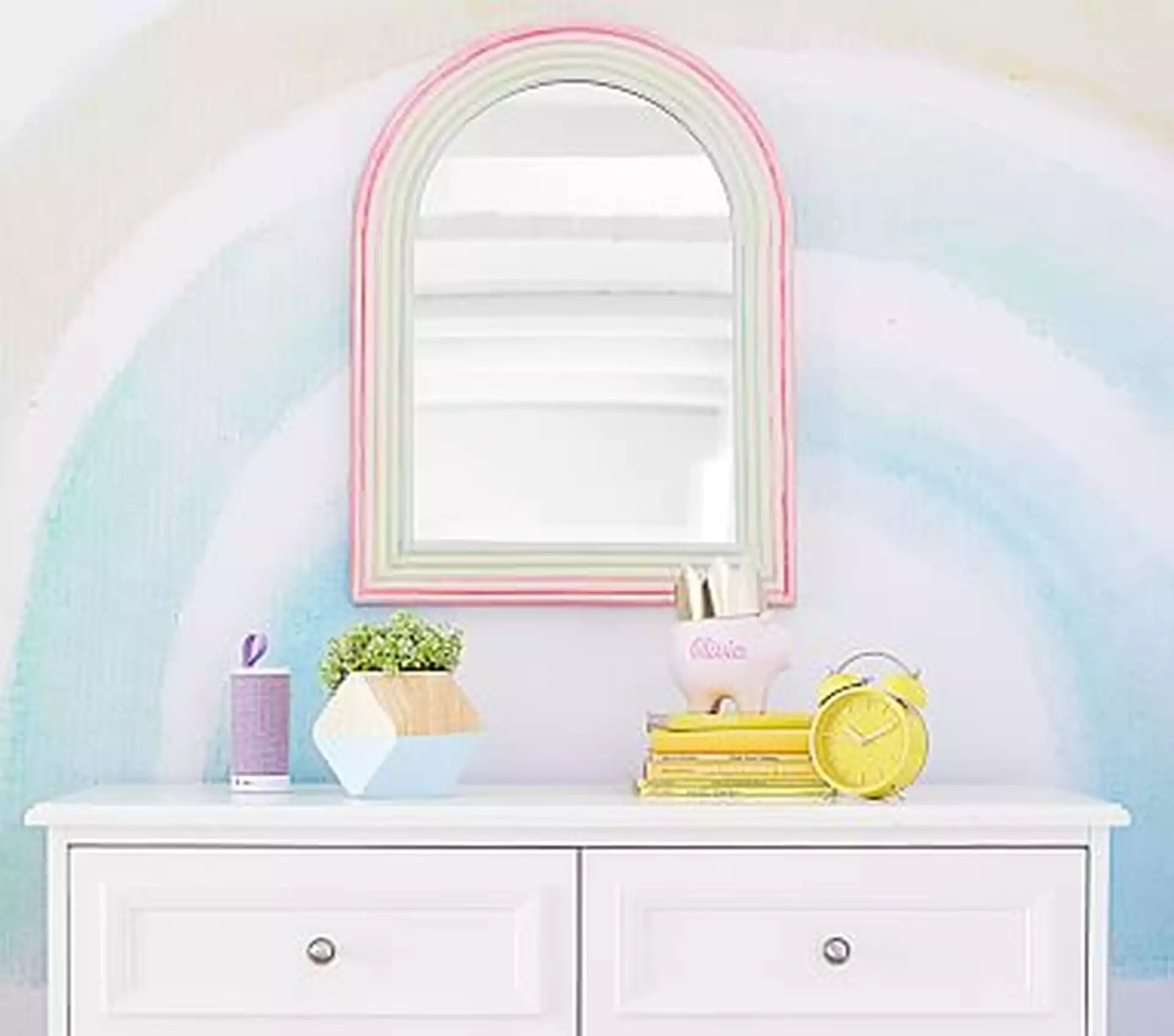 Rainbow Enamel Hanging Mirror
