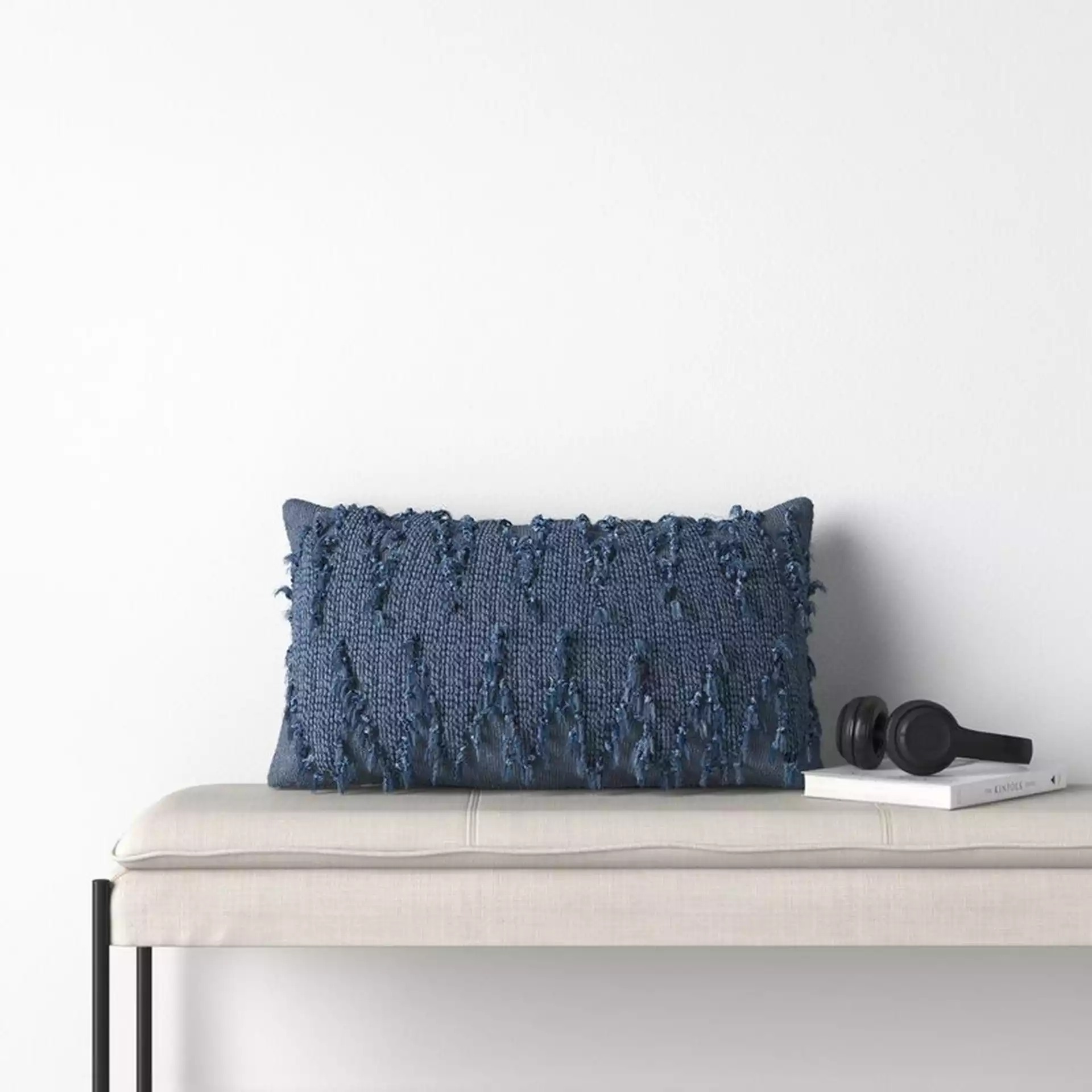 Horrell Cotton Lumbar Pillow Cover & Insert, Blue, 26" x 14"