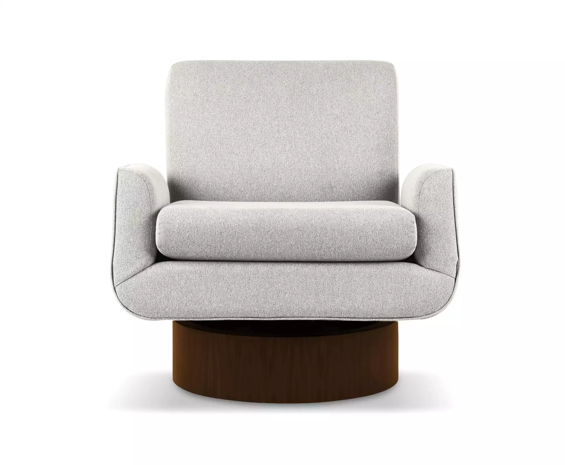White Bingham Mid Century Modern Swivel Chair - Tussah Snow - Mocha