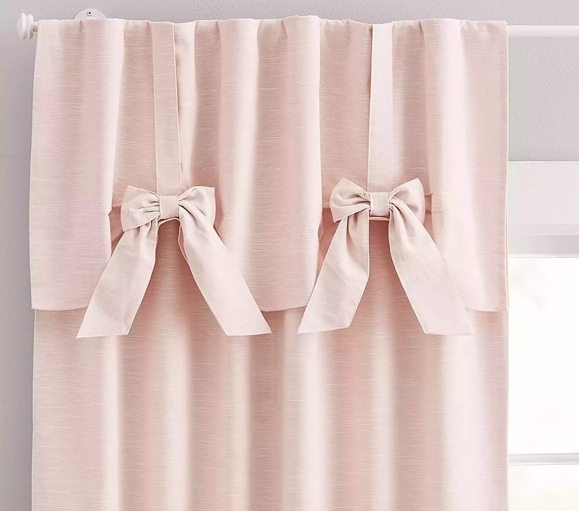 Evelyn Bow Valance Panel, 84 Inches, Blush, Set of 2