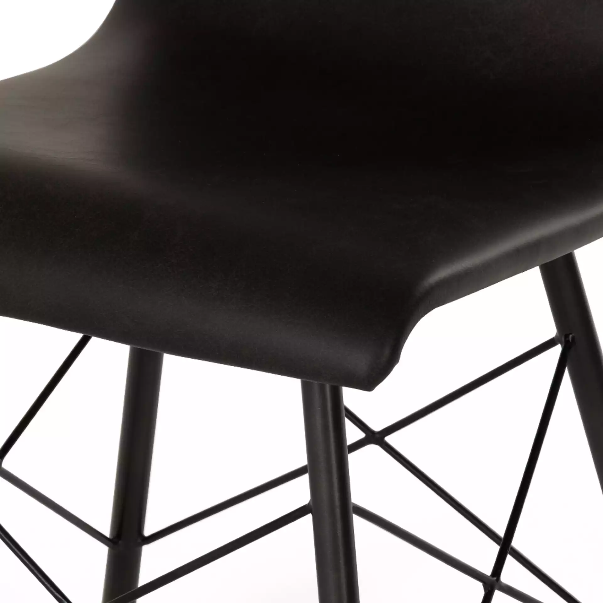 Dancel Mid Century Modern Black Faux Leather Black Iron Dining Chair