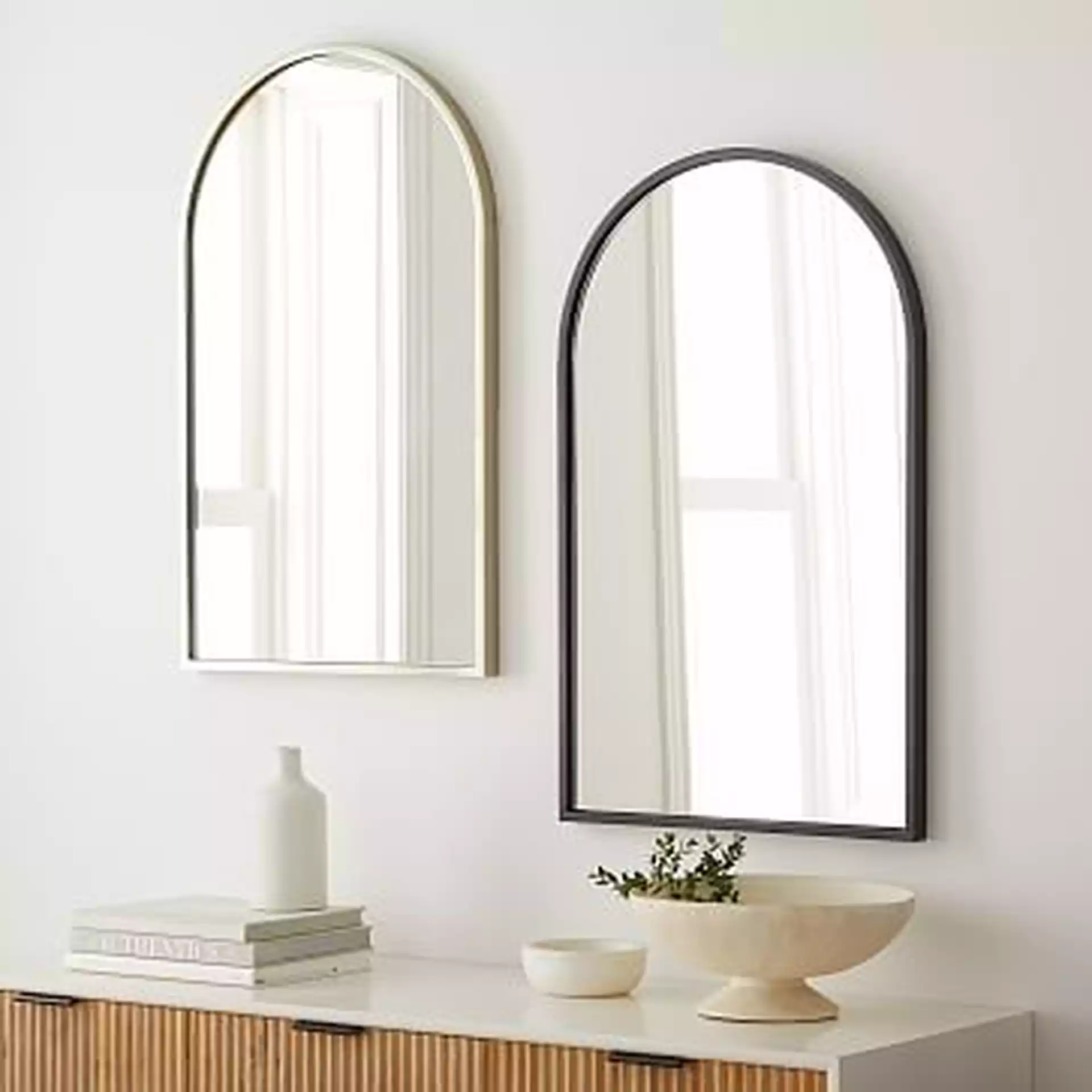 New Shape Metal Arch Mirrors Brushed Nickel