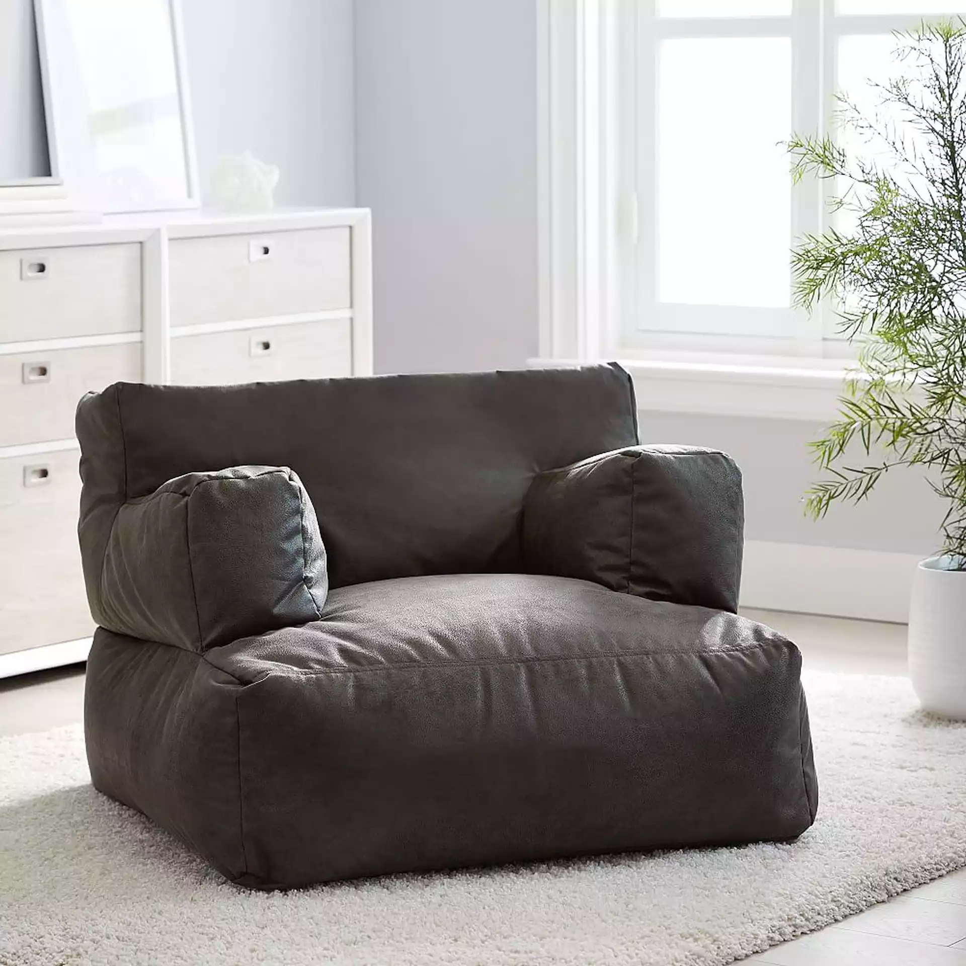 Faux-Suede Eco Lounger, Charcoal