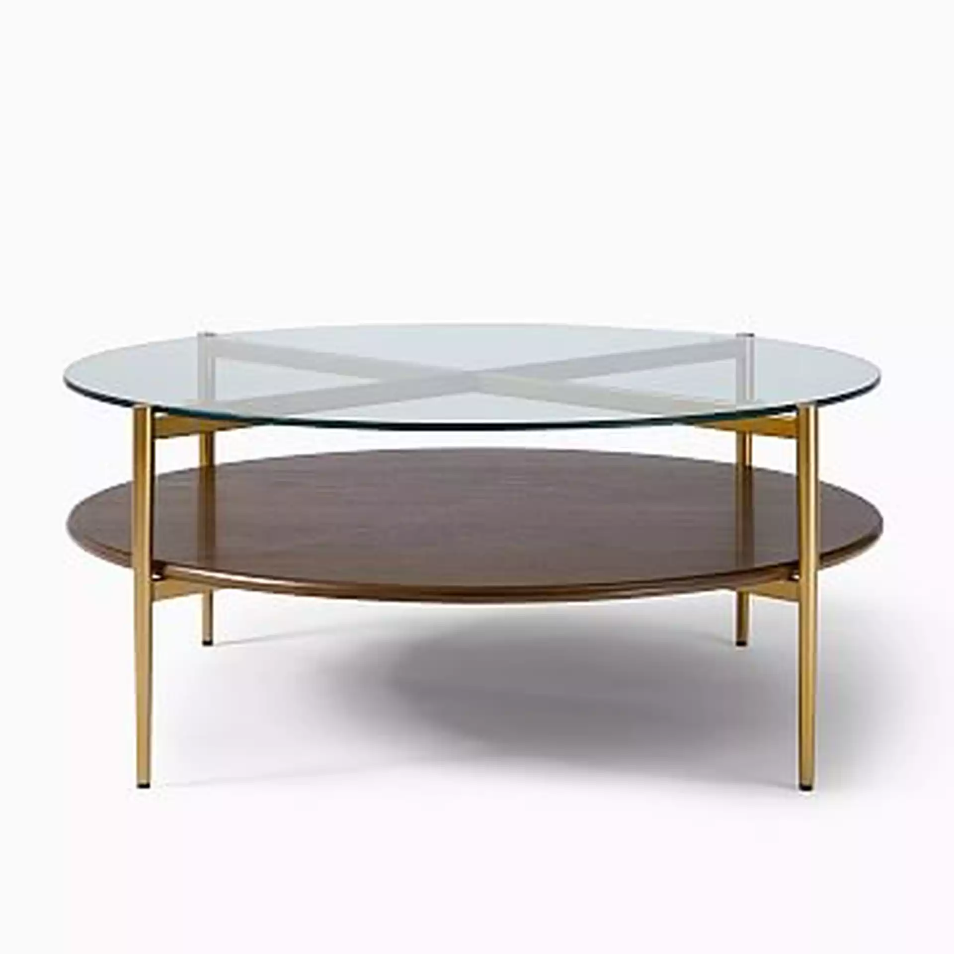 Art Display Coffee Table, XL Round, Wood, Metal, Glass