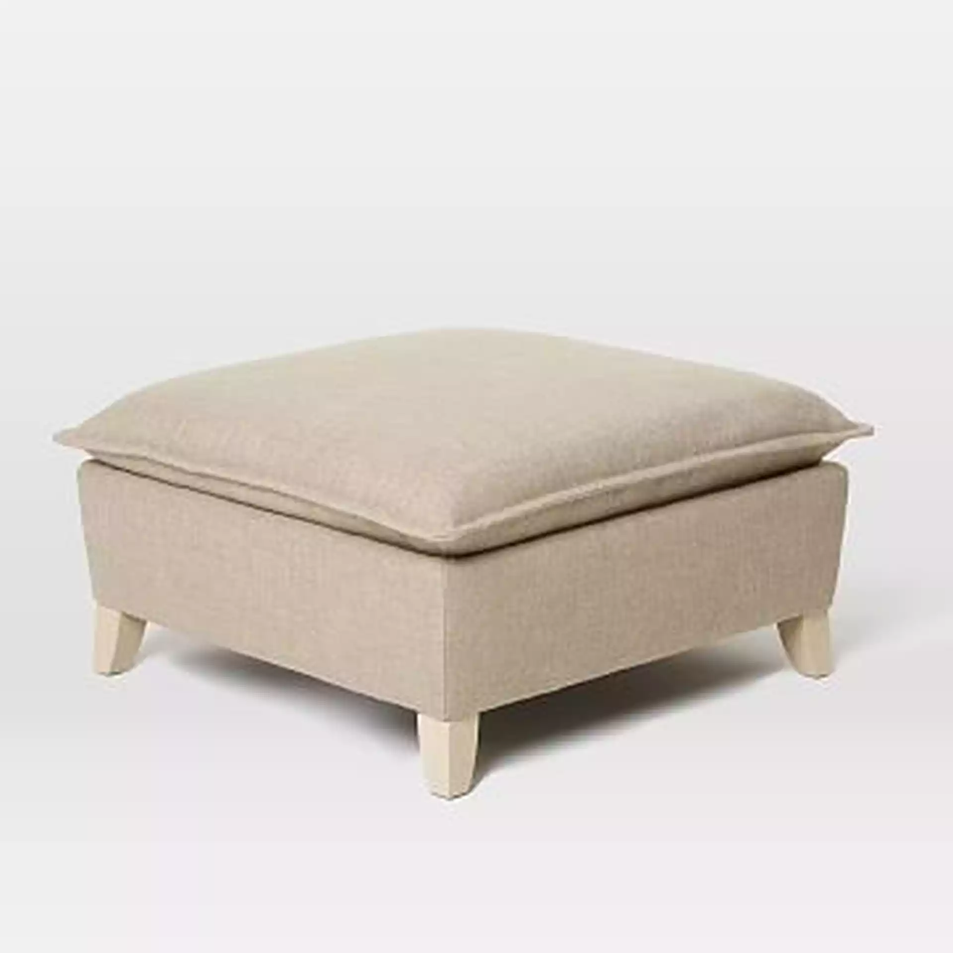 Bliss Ottoman, Down, Chenille Tweed, Storm Gray, Ash