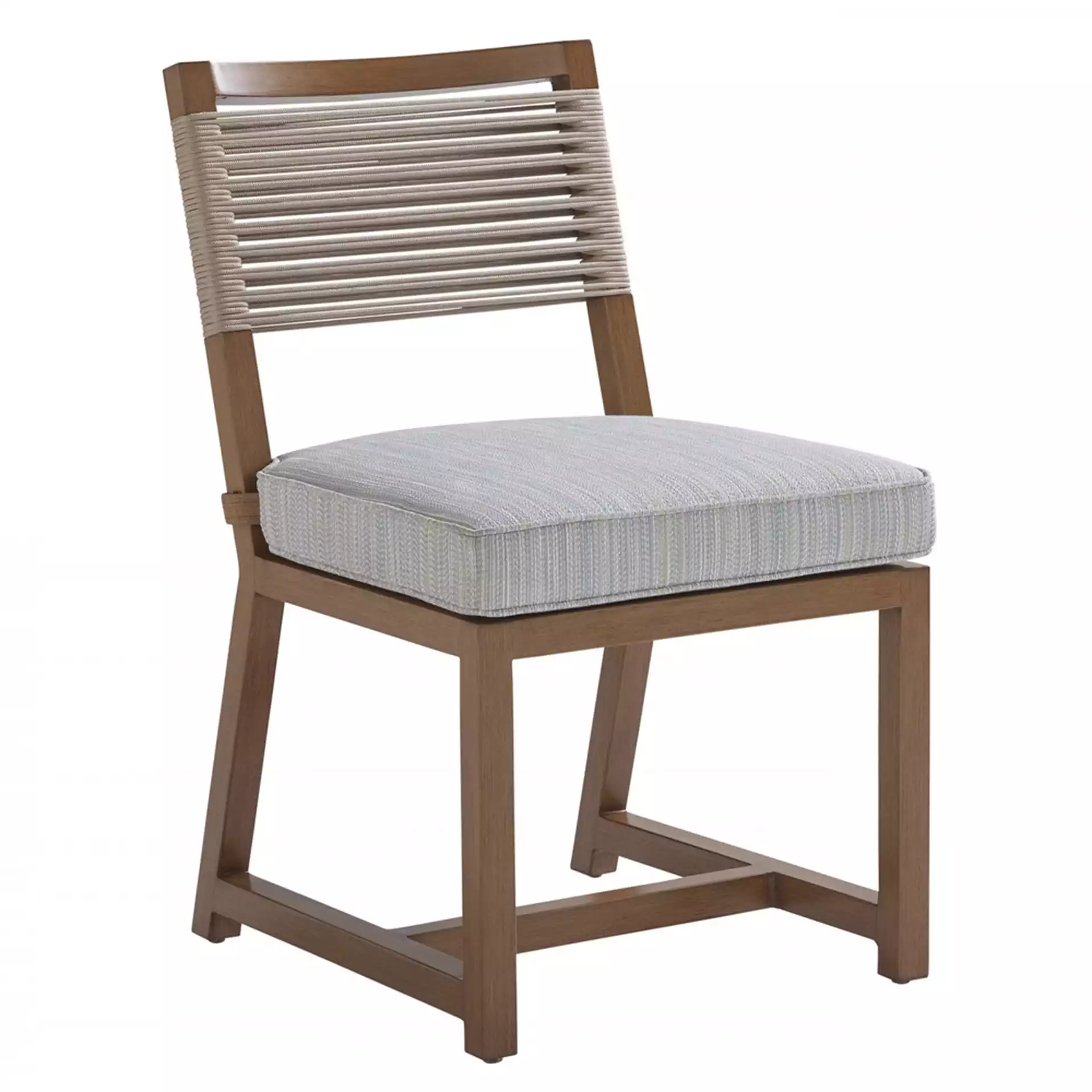 Tommy Bahama St Tropez Modern Blue Cushion Brown Metal Outdoor Dining Side Chair