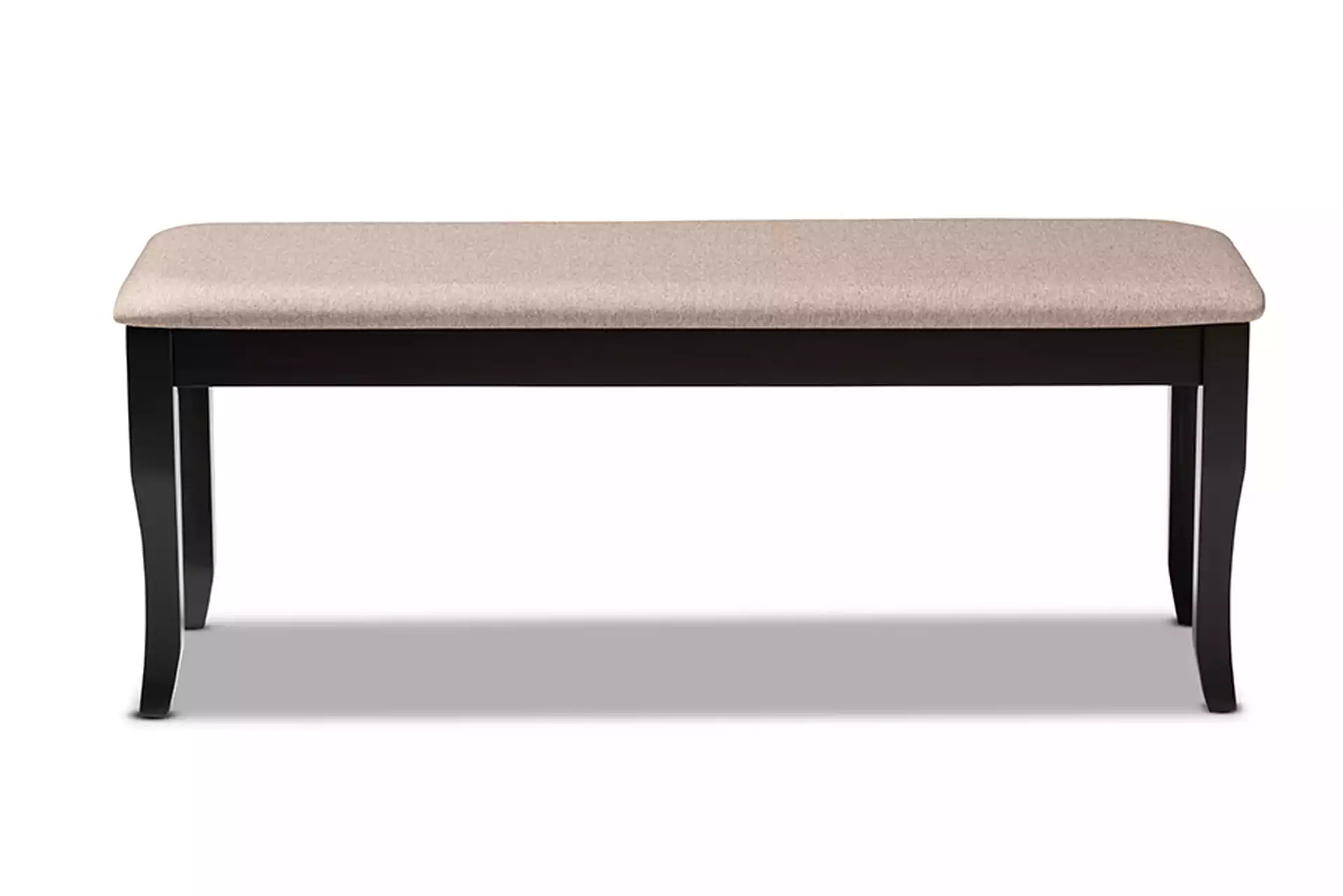 Cornelie Modern and Contemporary Transitional Sand Fabric Upholstered and Dark Brown Finished Wood Dining Bench