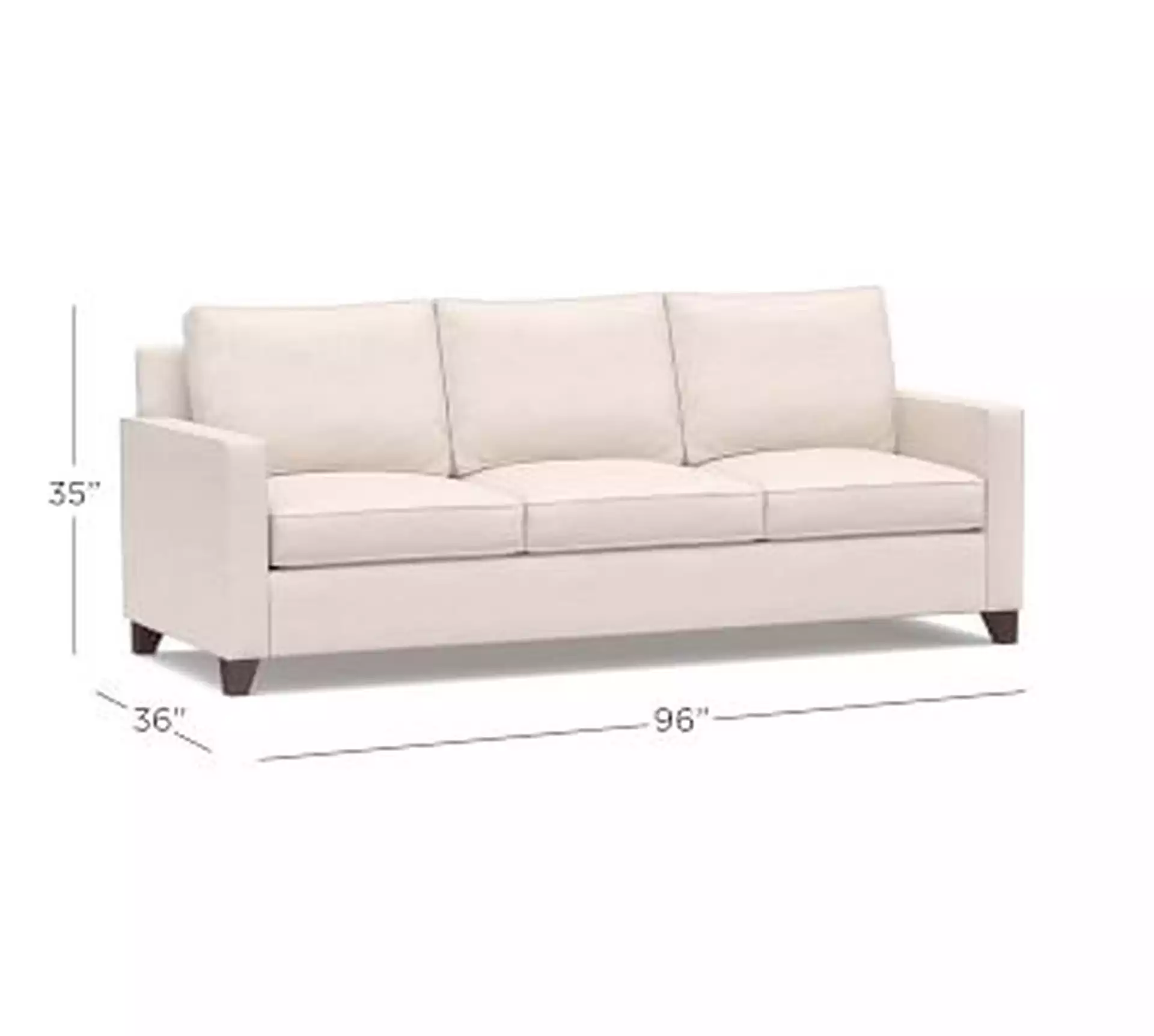 Cameron Square Arm Upholstered Sofa 86", Polyester Wrapped Cushions, Performance Chateau Basketweave Ivory