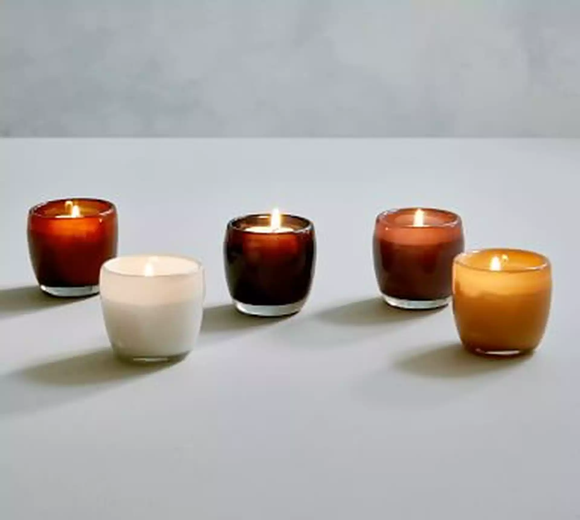 Mineral Glass Votive Candle Holder, White, Small