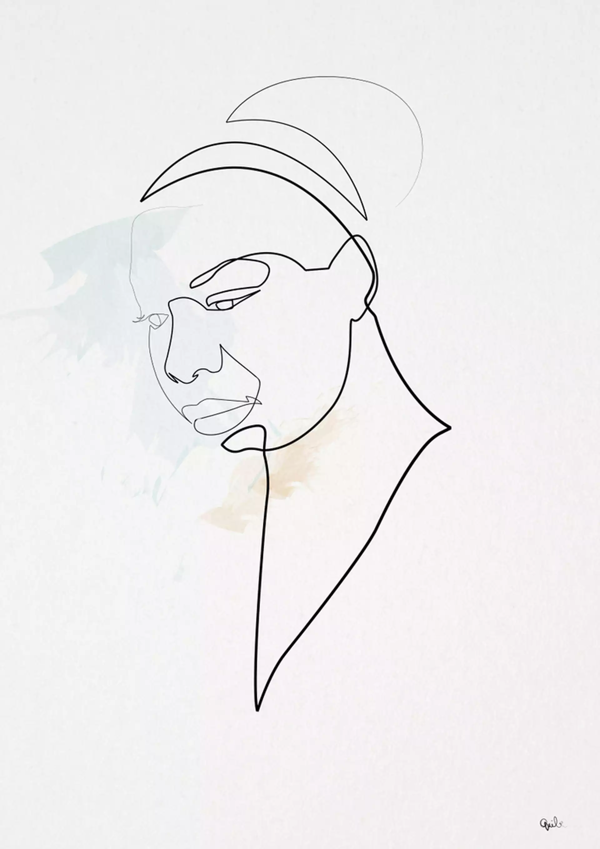 One Line Nina Simone Framed Art Print by Quibe - Scoop White - X-Small-12x12