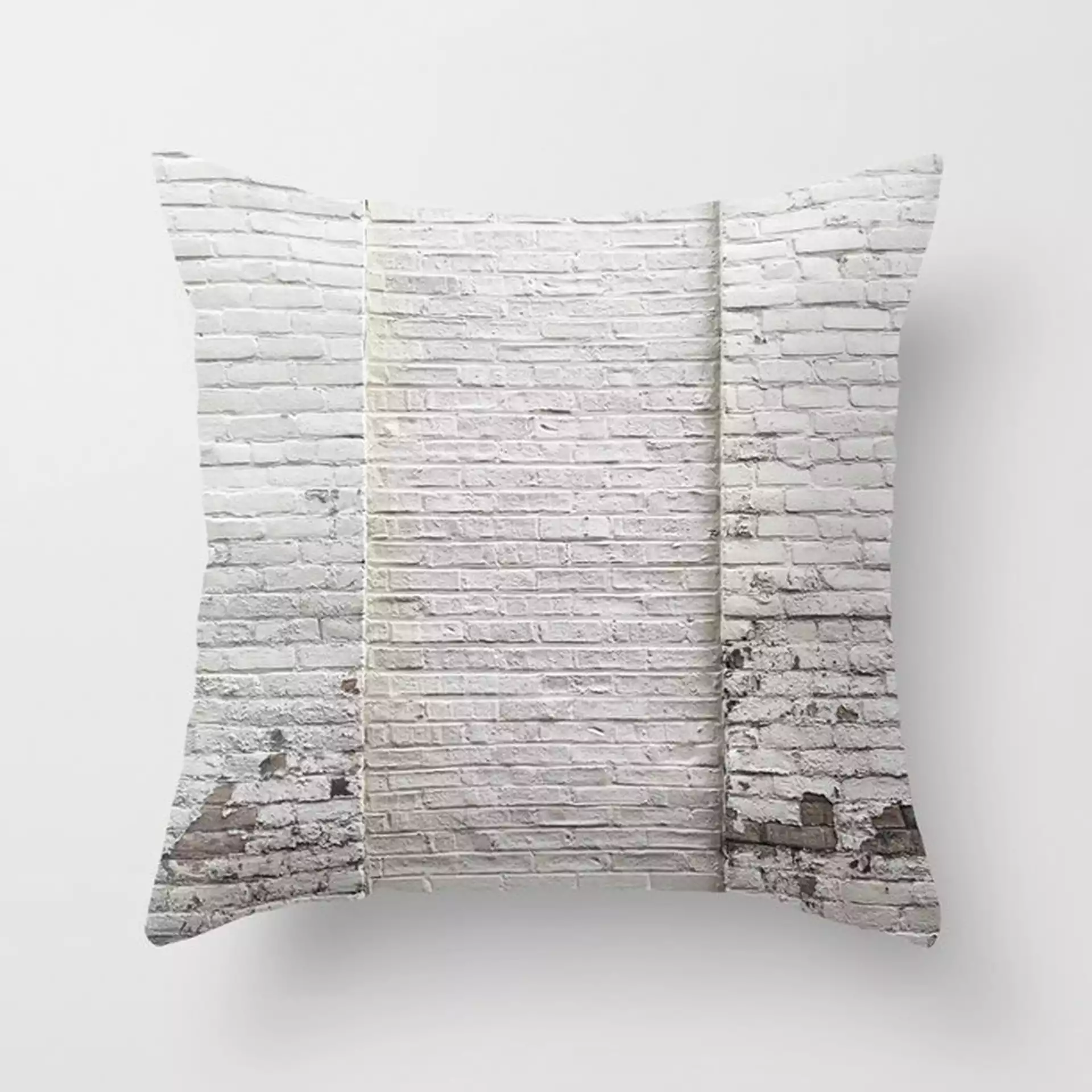 White Brick Wall Door In Wisconsin Couch Throw Pillow by Christina Lynn Williams - Cover (16" x 16") with pillow insert - Indoor Pillow