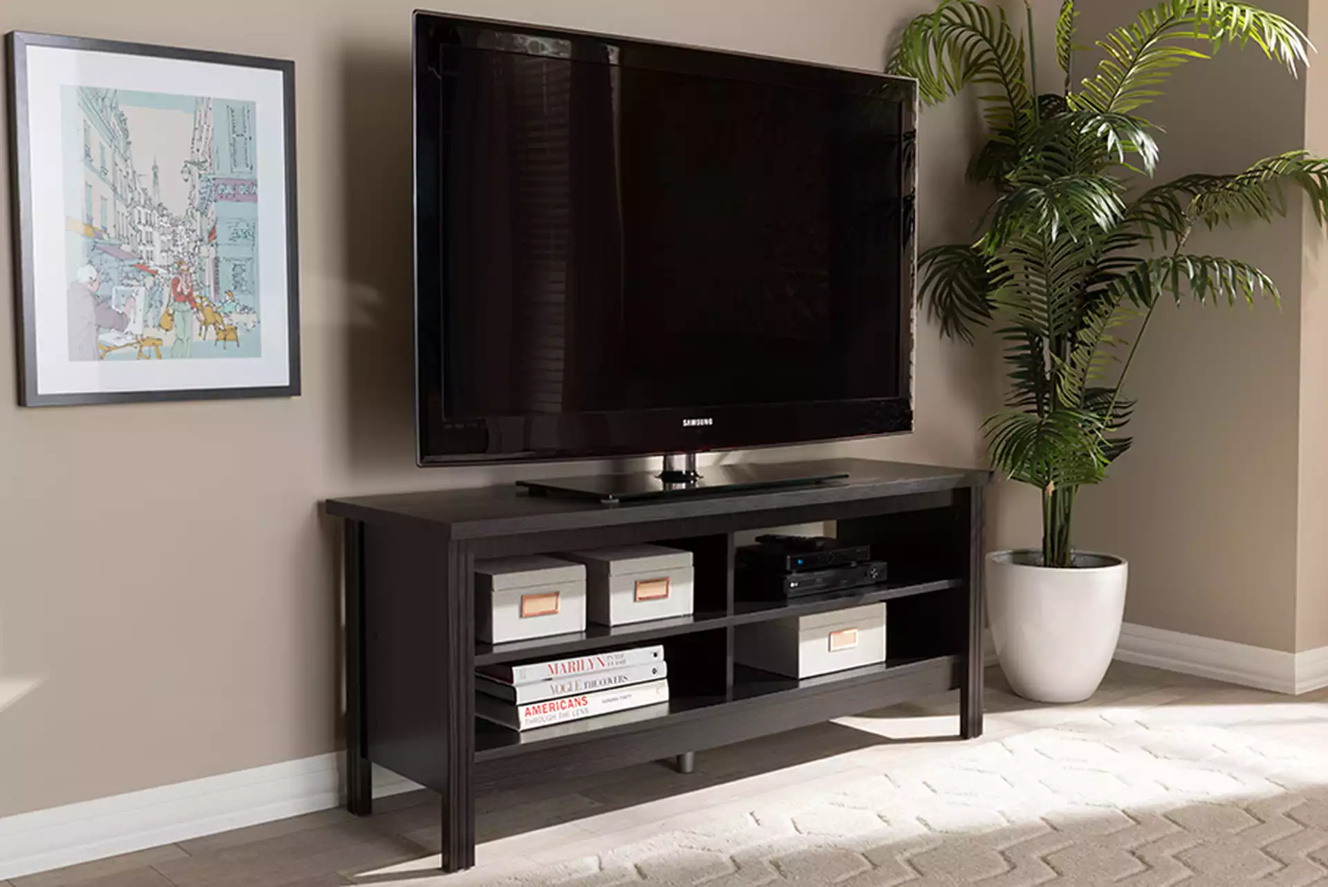 Sloane Modern and Contemporary Wenge Brown Finished TV Stand