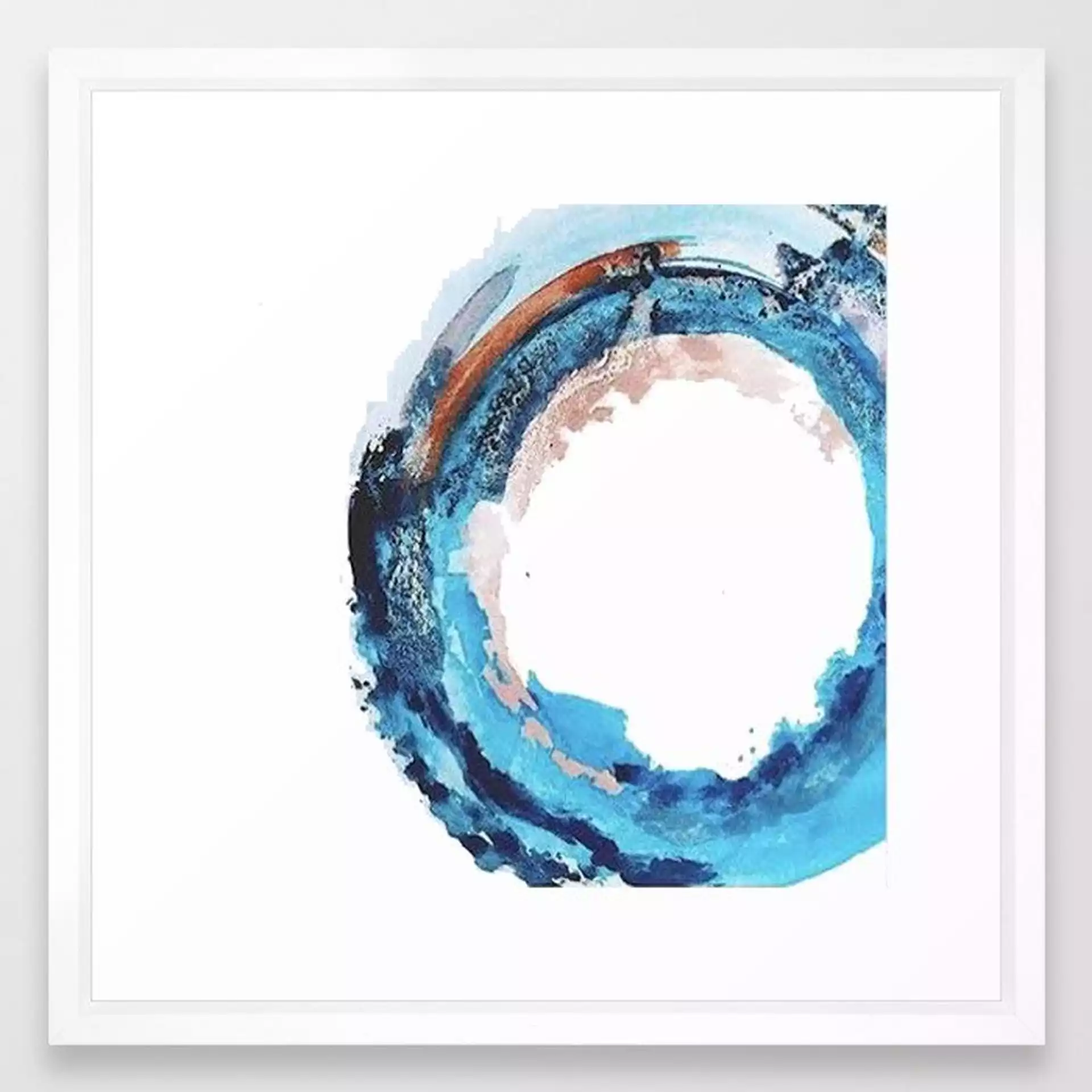 Galaxy: A Minimal, Colorful Watercolor In Pinks And Blues By Alyssa Hamilton Art Framed Art Print by Alyssa Hamilton Art - Vector White - MEDIUM (Gallery)-22x22