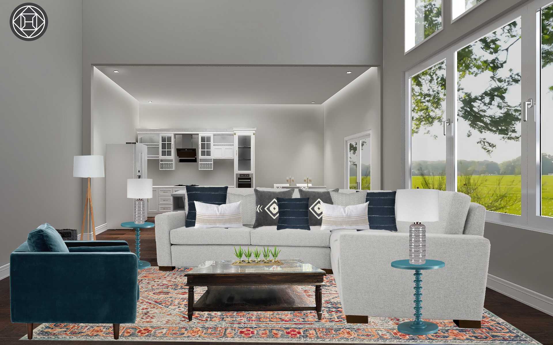 Eclectic, Southwest Inspired Living Room Design by Havenly Interior