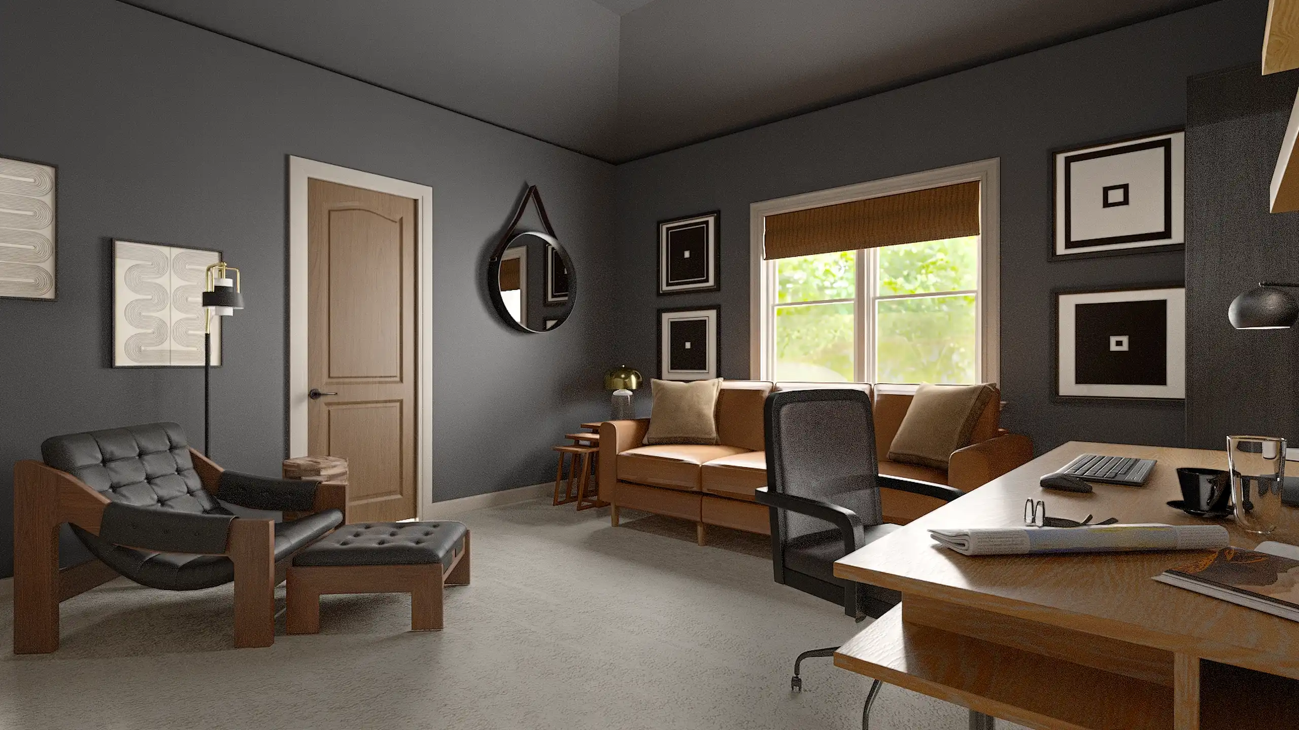 Industrial, Farmhouse, Rustic, Library Office by Alix | Havenly