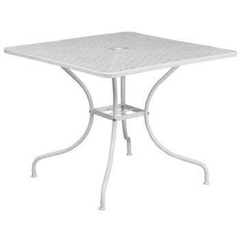 Hampton Bay Mix And Match 42 In Lattice White Round Metal Outdoor Dining Table With Mesh Top Home Depot Havenly