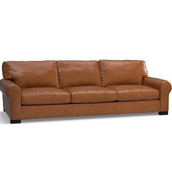 Turner Square Arm Leather Grand Sofa 103 5 Down Blend Wrapped Cushions Signature Maple Pottery Barn Havenly Turner Square Arm Leather Grand Sofa, Turner Leather Grand Sofa