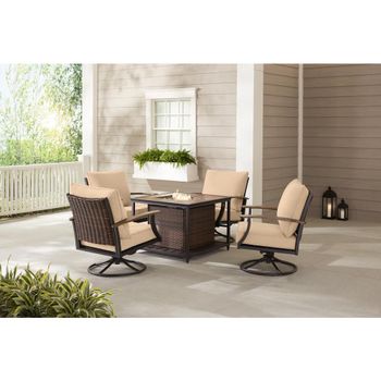 Hampton Bay Redwood Valley 5 Piece, Hampton Bay Fire Pit Table And Chairs