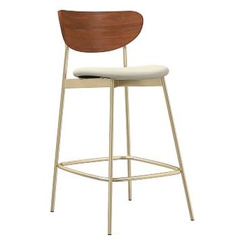 Modern Petal Wood Upholstered Counter, Baba Bar Stool By Design Within Reach