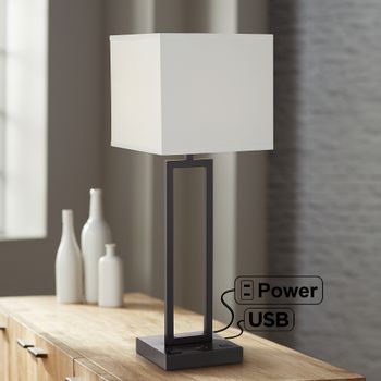 colby bronze finish desk lamp with outlet and usb port