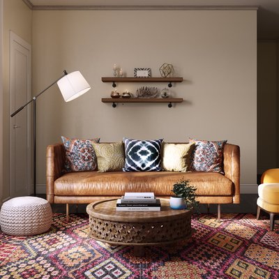 Bohemian, Midcentury Modern Living Room Design by Rhonda Stanbury Interior Designer Tammy