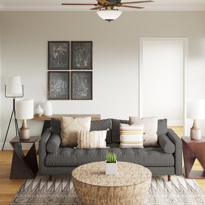 Bohemian, Midcentury Modern, Scandinavian Living Room Design by Rhonda Stanbury Interior Designer Megan
