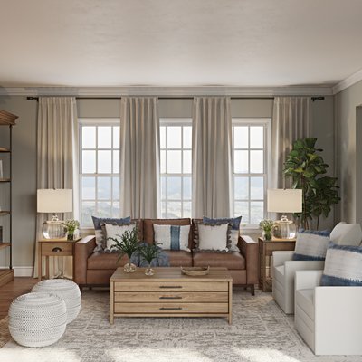 Coastal, Farmhouse Living Room Design by Rhonda Stanbury Interior Designer Kaity