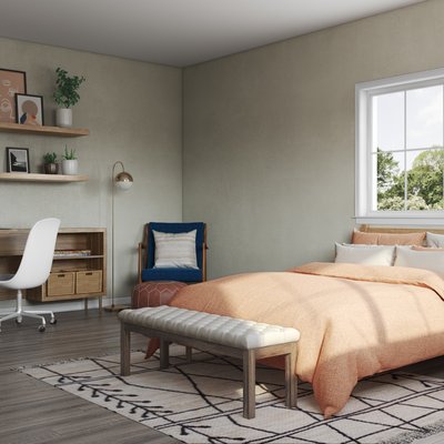 Bohemian, Midcentury Modern Bedroom Design by Rhonda Stanbury Interior Designer Erin