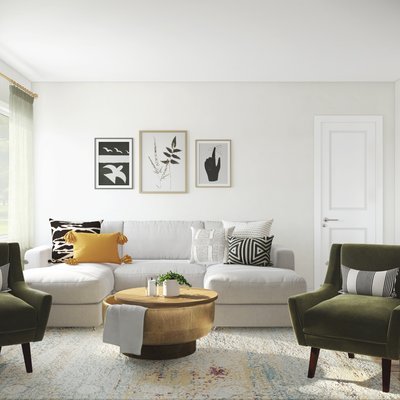 Classic, Eclectic, Midcentury Modern Living Room Design by Rhonda Stanbury Interior Designer Shelly
