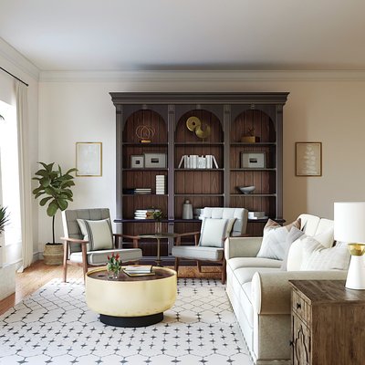 Modern, Glam, Farmhouse Living Room Design by Rhonda Stanbury Interior Designer Stephanie