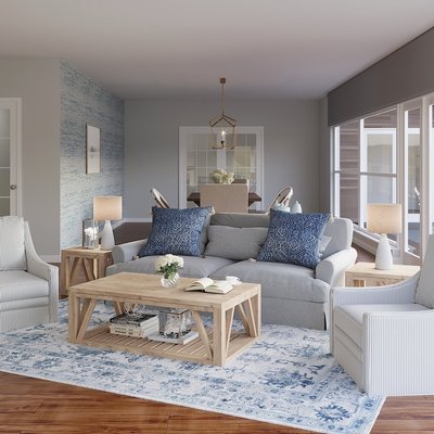 Classic, Bohemian, Coastal, Traditional, Farmhouse, Rustic, Transitional, Preppy Living Room Design by Rhonda Stanbury Interior Designer Lisa