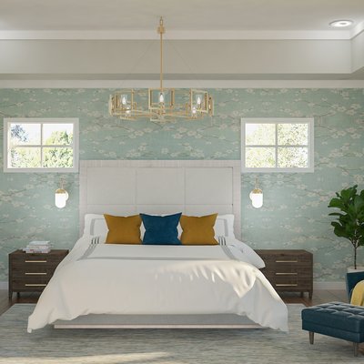 Contemporary, Modern, Transitional, Midcentury Modern Bedroom Design by Rhonda Stanbury Interior Designer Shruti